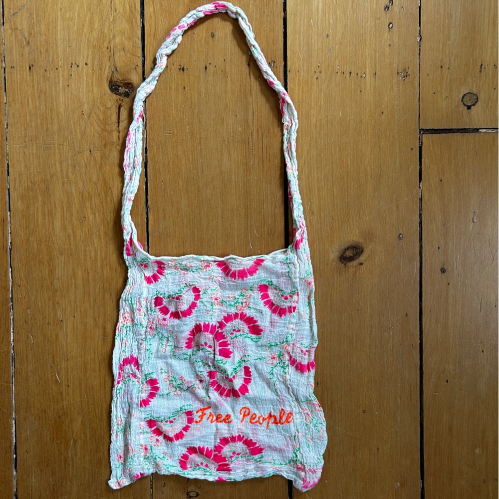 Free People Pink and White Patterned Bag